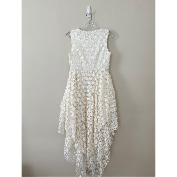 VINTAGE Style Wedding Dress Sleeveless Asymmetric Mini Embroidered White Small - Picture 2 of 7